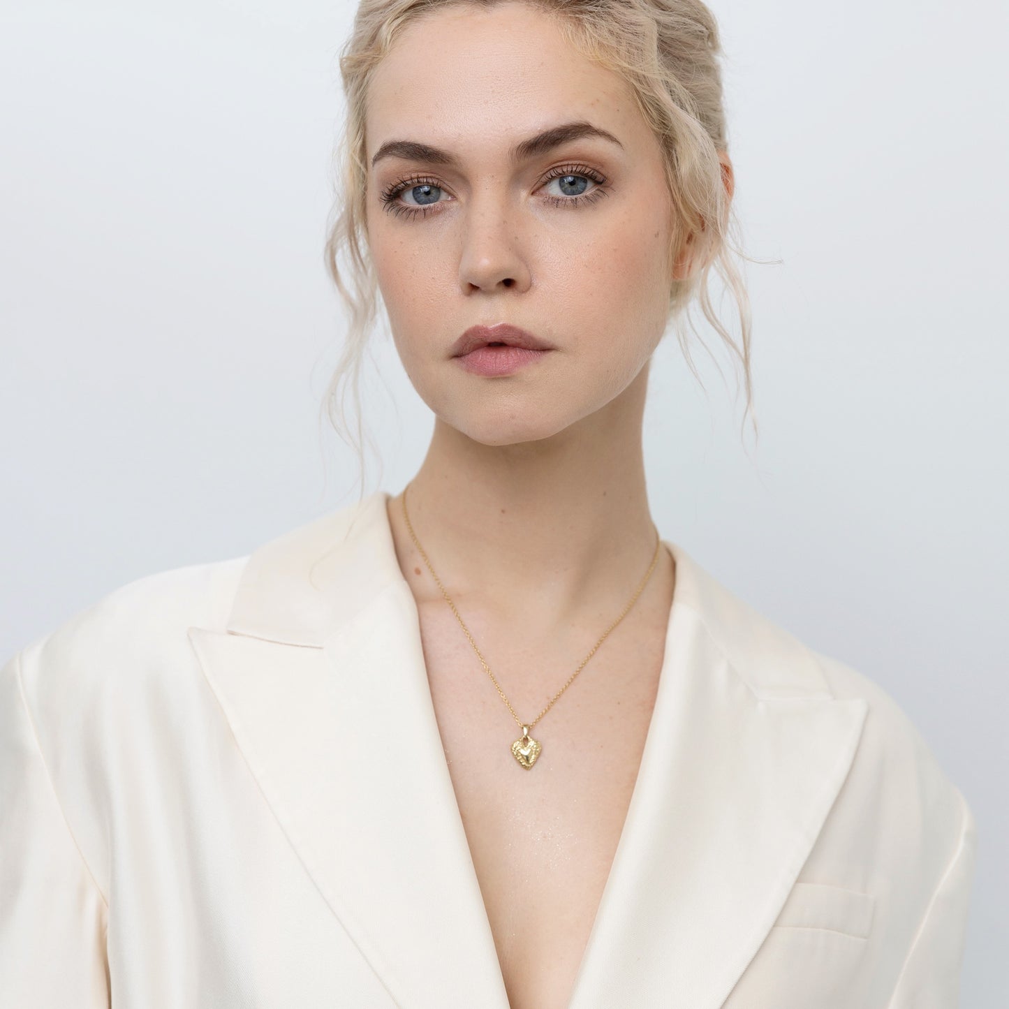 GOLD HEART CHARM NECKLACE AMOURA, heart necklace gold, heart pendant, heart charm necklace, gold necklace, necklace with heart