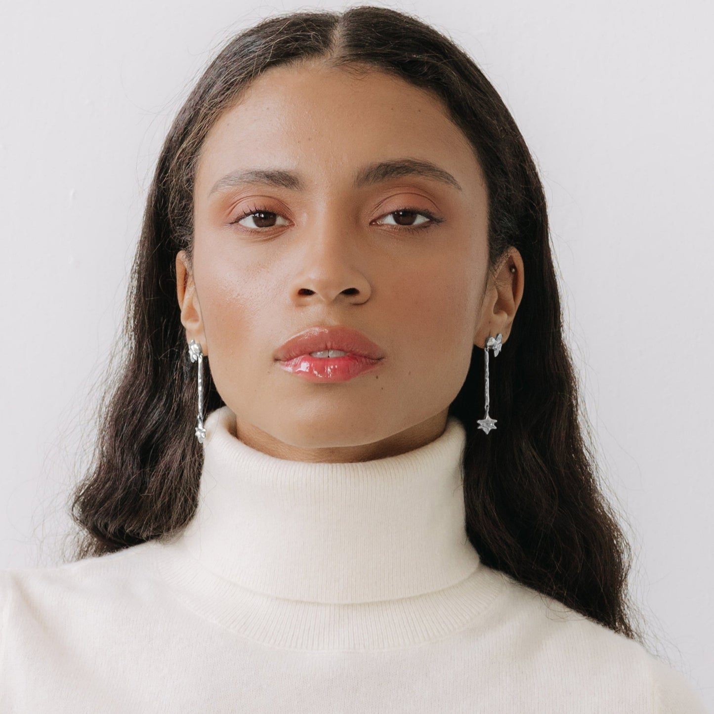 star dangle earrings silver, starburst earrings, star drop long earrings, teardrop dangling earrings, trendy jewelry, earrings stack