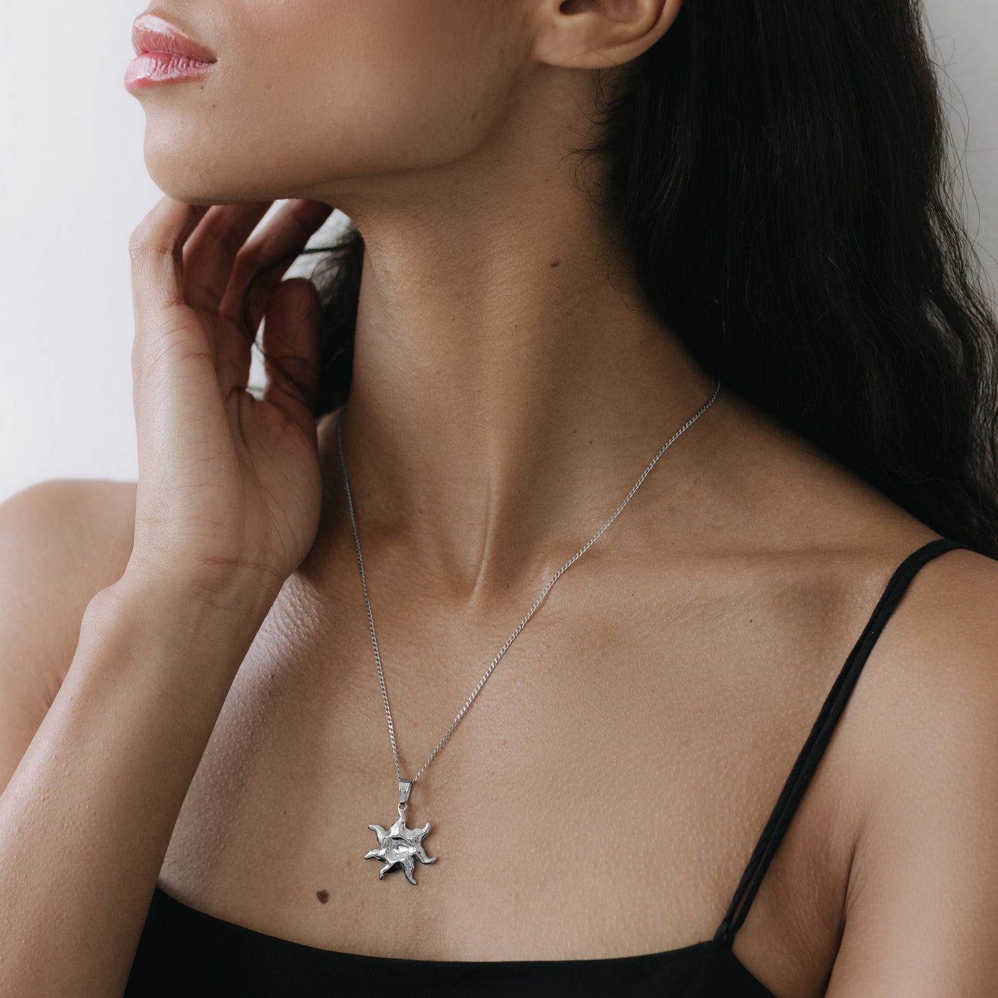 Sun necklace silver, silver sun pendant, silver necklace,trendy jewelry, sunshine necklace SUN NECKLACE AURORA SILVER