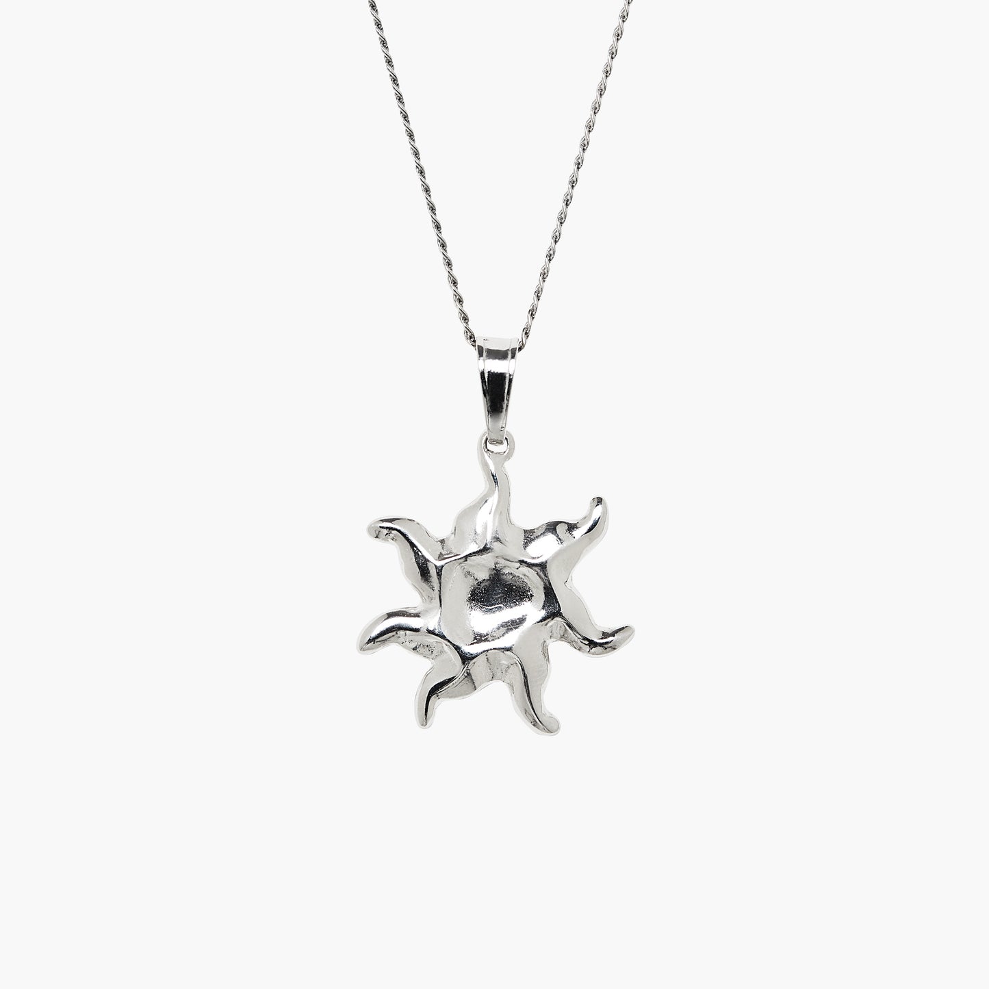 silver sun necklace, sun pendant charm, sun symbol, sterling silver necklace, sunbeam pedant SUN NECKLACE AURORA SILVER