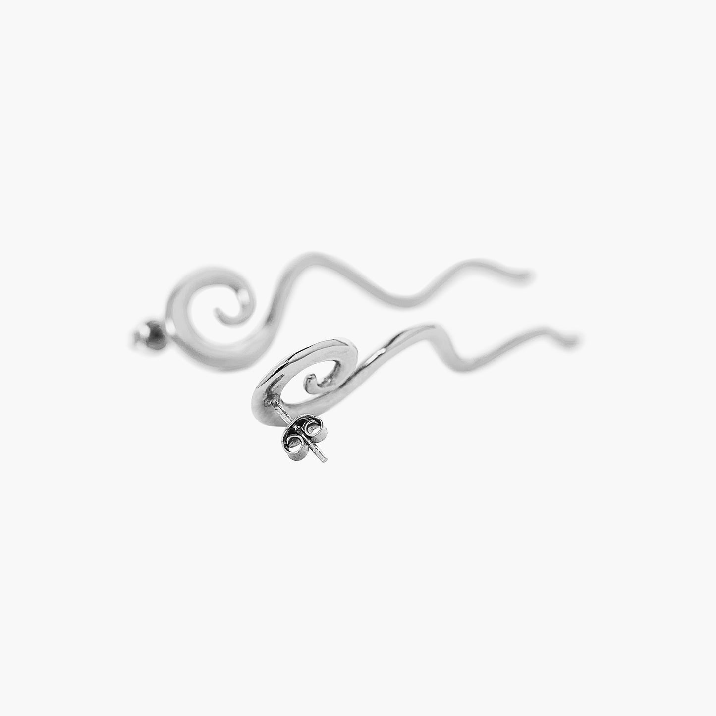 silver drop earrings, spiral earrings, swirl earrings, statement earrings, dangle earrings silver, trendy earring, trendy jewelry