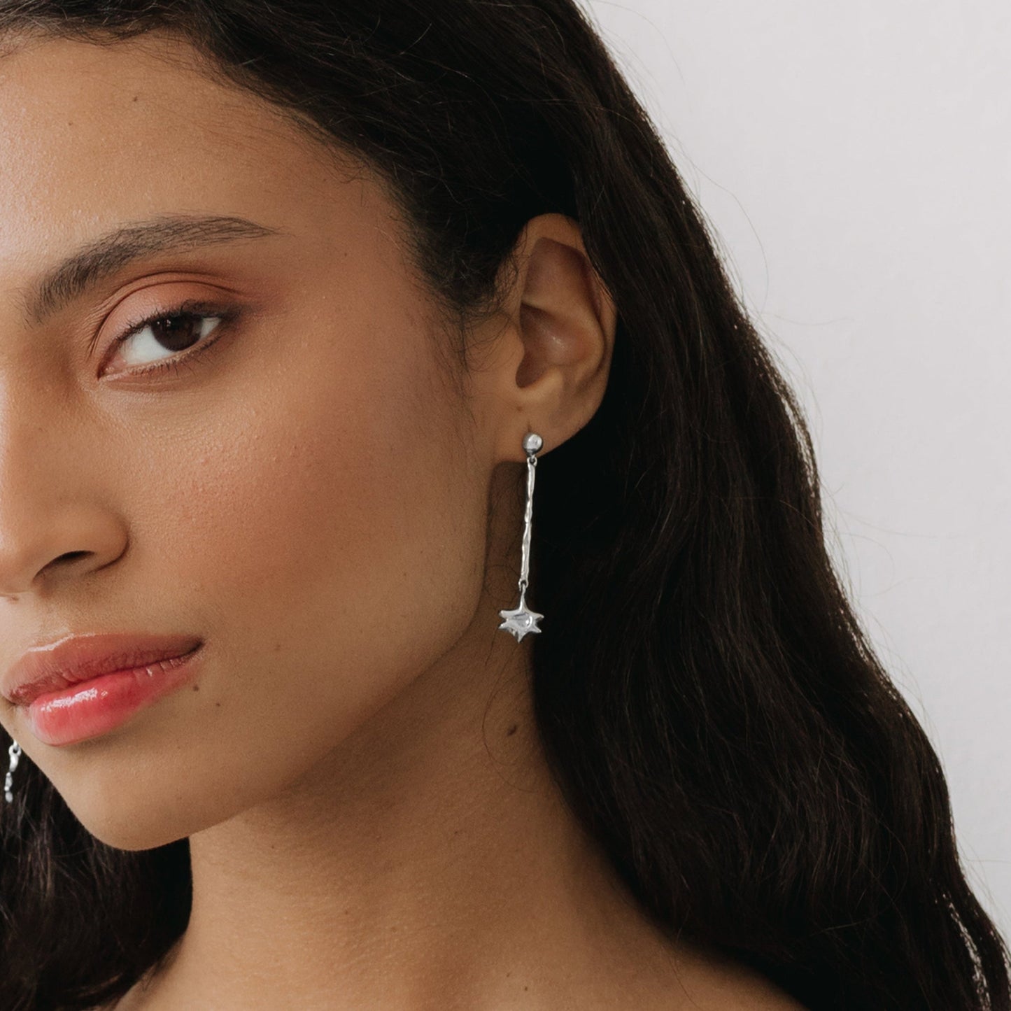 drop earrings silver, starburst earrings, star dangle long earrings, dangling earrings silver, sterling silver earrings, trendy earrings