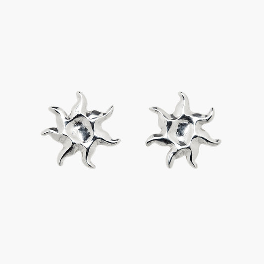 Sun earrings silver, silver sun studs, sun summer jewelry