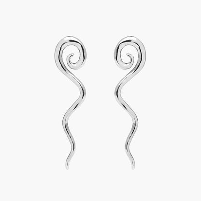 silver spiral earrings, swirl earrings, drop earrings silver, dangle earrings, silver earrings for women, statement earrings, trendy earrings, summer jewelry, trendy earrings