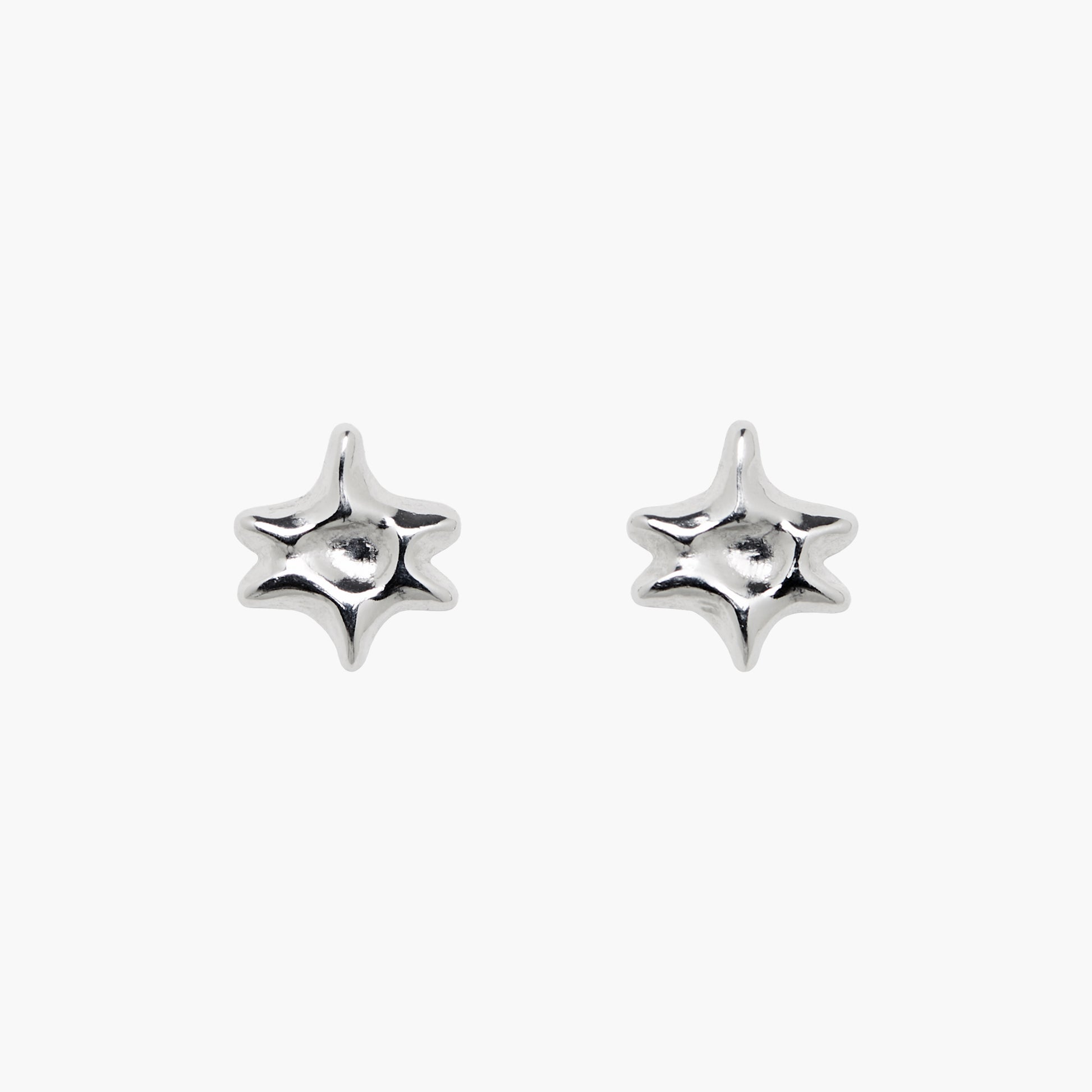 silver stud earrings, star earrings, starburst stud earrings, silver studs, trendy earrings, celestial earrings