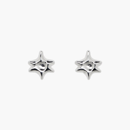 silver stud earrings, star earrings, starburst stud earrings, silver studs, trendy earrings, celestial earrings